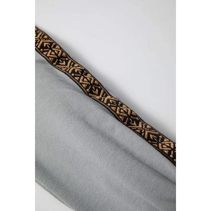 Medium Grey Aztec Accent Side Slit Open Front Long Cardigan