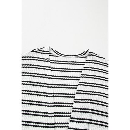 Black Stripe Print Open Front Duster Cardigan
