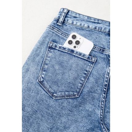 Ashleigh Blue Mineral Wash Bottom Cuff Distressed Wide Leg Jeans