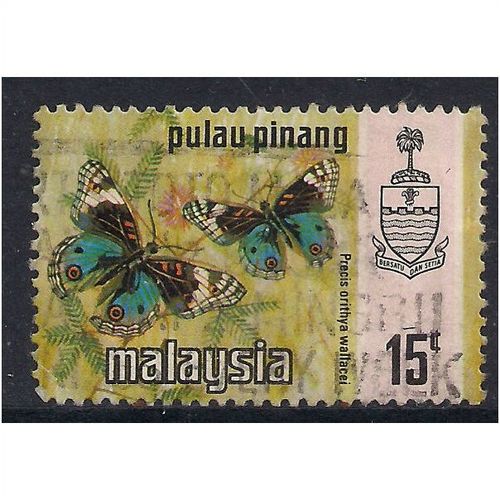Malaysia Pulau Pinang 1971 15ct Butterflies Used ( E954 )