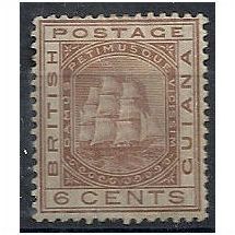 British Guiana 1876 SG129 6c Brown Wmk Crown CC Mounted Mint . .