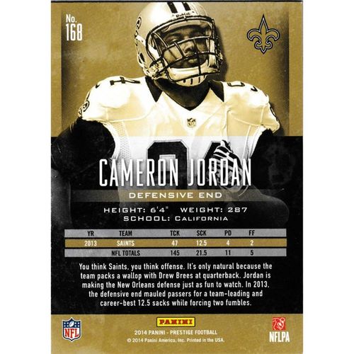 2014 Panini Prestige 168 Cameron Jordan New Orleans Saints