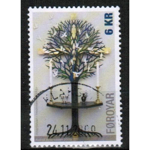 2009 Faroe Is. Sc# 522 used - Christmas Altar Piece 6.00k