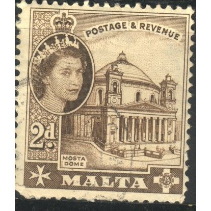 Malta 1956 - SG270 - 2d sepia - Mosta Dome - used