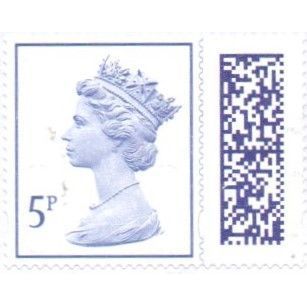 2022 Machin 5p Value. M22L QR Code. From Counter Sheet Unfranked On Piece