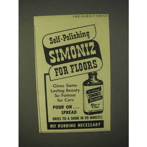 1944 Simoniz Wax Ad - Self-Polishing Simoniz for Your Floors