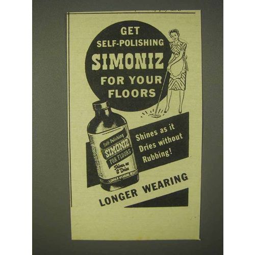 1944 Simoniz Wax Ad - Self-Polishing for Your Floors
