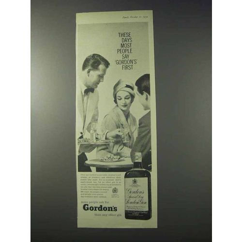 1959 Gordon's Gin Ad - These Days People Say First