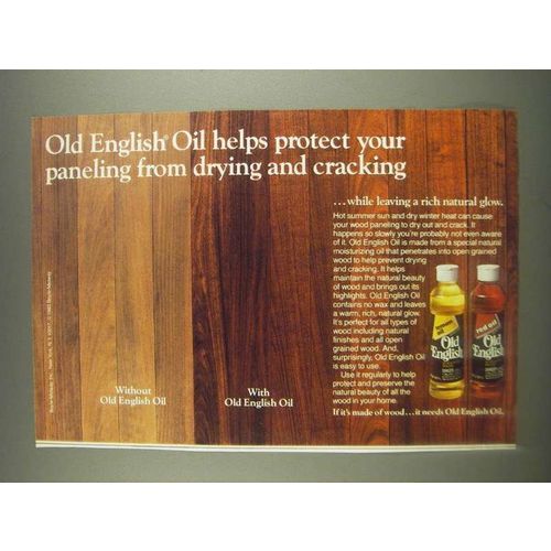 1985 Old English Oil Ad - helps protect your paneling from drying and cracking