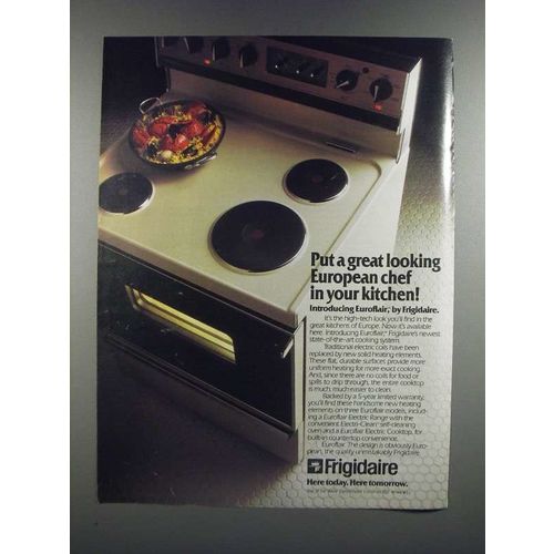 1986 Frigidaire Euroflair Electric Range Ad - Great Looking European Chef