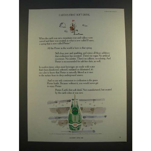 1986 Perrier Water Ad - Earth's First Soft Drink