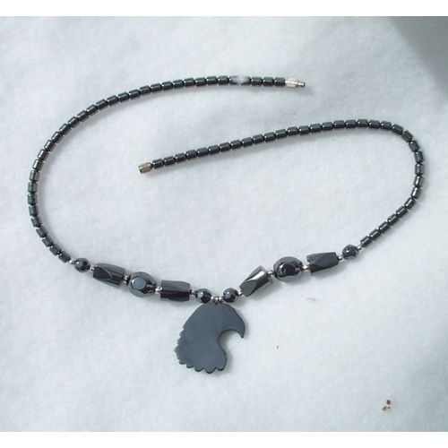 Hematite Eagle Necklace 18 Inch Choker Jewelry