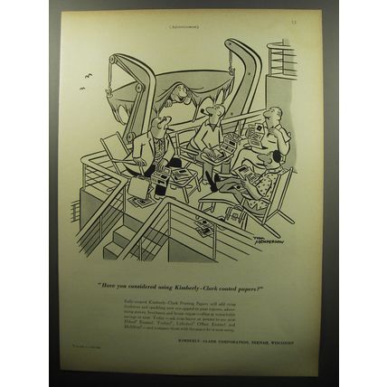 1951 Kimberly-Clark Paper Ad - cartoon by Tom Henderson