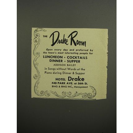 1952 Hotel Drake Advertisement - The Drake Room