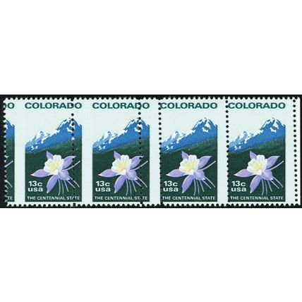 1711, MNH 13¢ Strip of 4 With Center Gutter Misperforation Error Stuart Katz