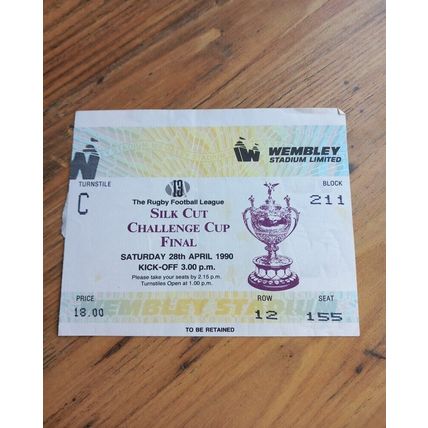 1990 Rugby League Challenge Cup Final Ticket – Warrington vs Wigan