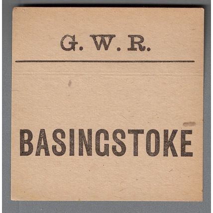 GREAT WESTERN RAILWAY LUGGAGE LABEL - BASINGSTOKE (Caps)