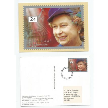 GB PHQ Cards 1992 40th Anniversary Of Accession PHQ Cards Used Set (No 141)