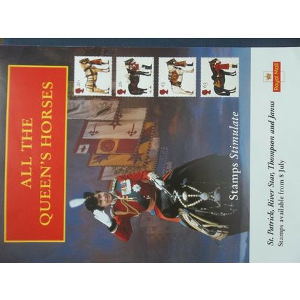 ROYAL MAIL A4 POST OFFICE POSTER 1997 ALL THE QUEENS HORSES RIVER STAR JANUS