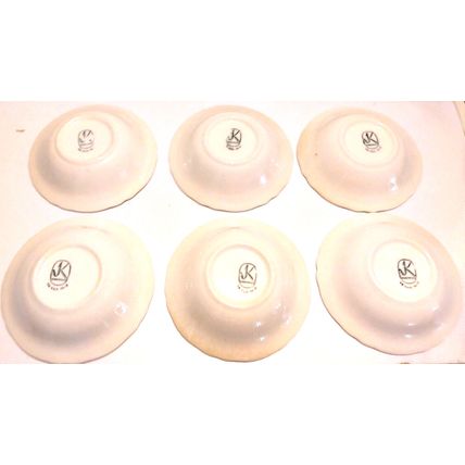 Edwin M Knowles Vtg 1940's Blossom Time 6 Pcs Small Fruit Sauce Bowls 5" Floral