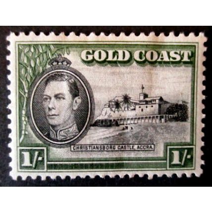 GOLD COAST 1938 SG128 1/- BLACK AND OLIVE-GREEN PERF. 12 MH