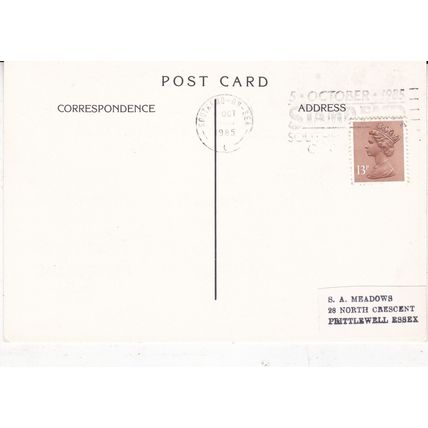 Southend Stamp Fair 1985 Postmarks Postcard special cancel typed VGC