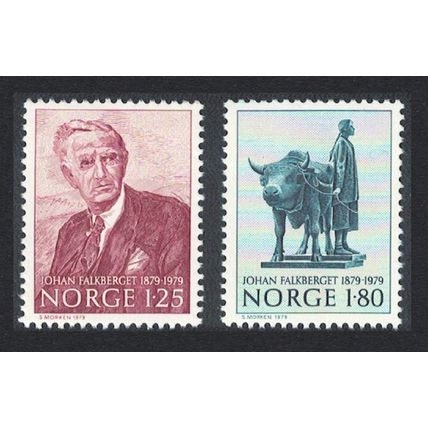 Norway Birth Centenary of Johan Falkberget novelist 2v 1979 MNH SG#845-846