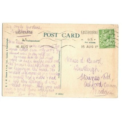 EASTBOURNE Beachy Head & Lighthouse Machine Postmark EASTBOURNE 1915
