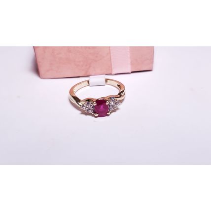 Estate .70ctw Oval Ruby & Rd White Sapphire Infinity Sides 14Kt Y/Gold Ring20994