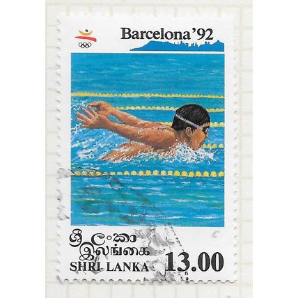 SRI LANKA 1992 SPORT OLYMPIC GAMES SWIMMING BARCELONA BUTTERFLY RACE 13R USED