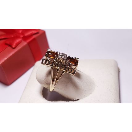 Estate 1.05ctw Natural Oval Garnet & Diamond Fancy SureCrest 14Kt YG Ring #21029