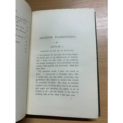 1890 JOHN RUSKIN "ARIADNE FLORENTINA" WOOD & METAL ENGRAVING ANTIQUE BOOK (P4)