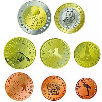 Slovenia 2007 - Set of 8 Euro Coins (UNC)