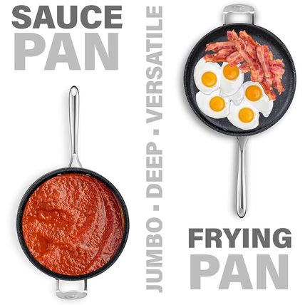 Granitestone Sauté Pan with Lid - 5.5 Quart. Non Stick Deep Frying Pan with Lid,