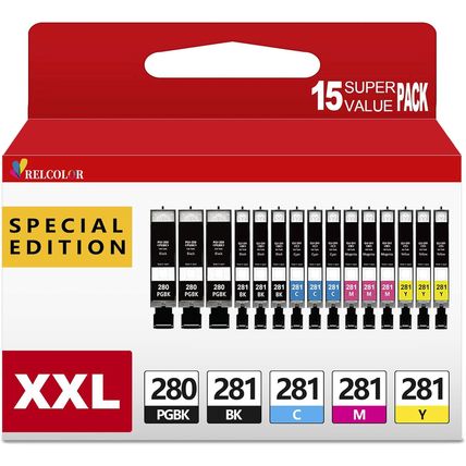 15 Pack 280 281 XXL Ink Cartridges Replacement for Canon PGI 280XXL/281XXL Cartr