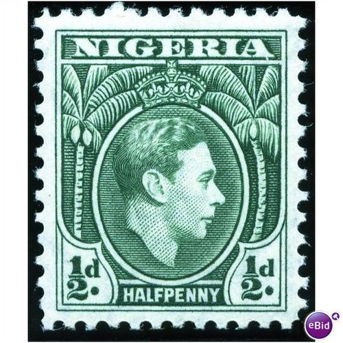 Nigeria 1950 ½d Green Perf 11½ Mounted Mint MM SG 49a Sc 53a