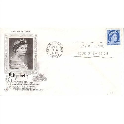 CANADA 1954 QUEEN ELIZABETH II DEFINITIVES 5c BRIGHT BLUE FIRST DAY COVER OTTAWA