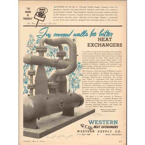 western supply company 1954 ivy covered heat exchanger vintage ad