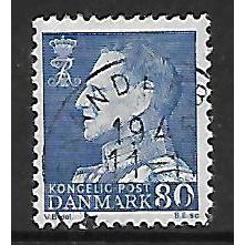 DENMARK 1961 80 ORE BLUE KING FREDERIK 1X SG 442 FINE USED#