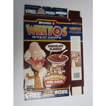 Weetabix Weetos 1995 Cereal Box Animaniacs 375g Box only