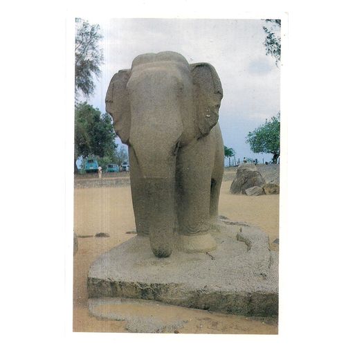 STONE ELEPHANT, MAHABALIPURAM used postcard. 1991 STAMP =