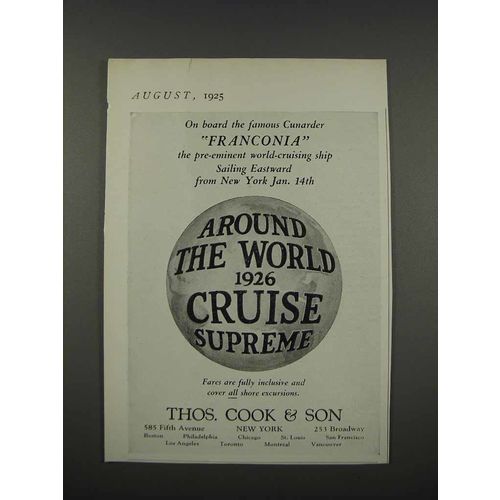 1925 Thos. Cook & Son Cruise Ad - On Franconia