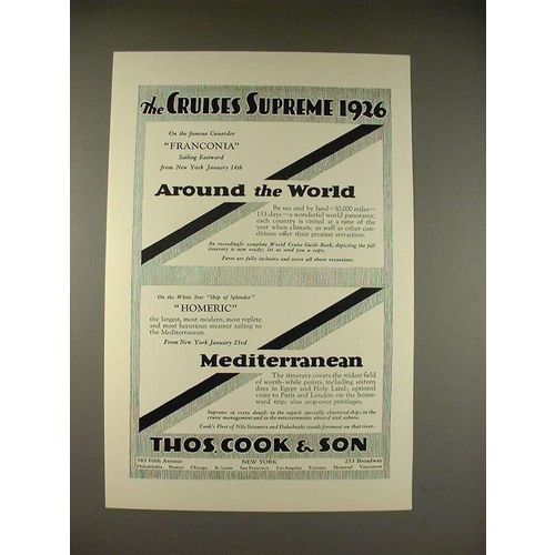 1925 Thos. Cook & Son Cruise Ad - Franconia, Homeric