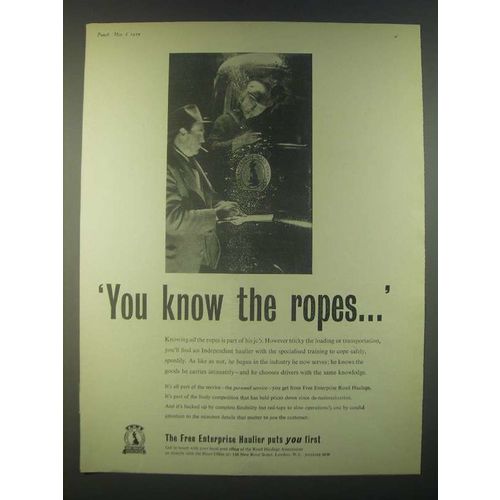 1959 Free Enterprise road Haulage Association Ad - You know the ropes