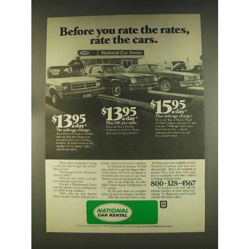 1976 National Car Rental Ad - Rate the Rates