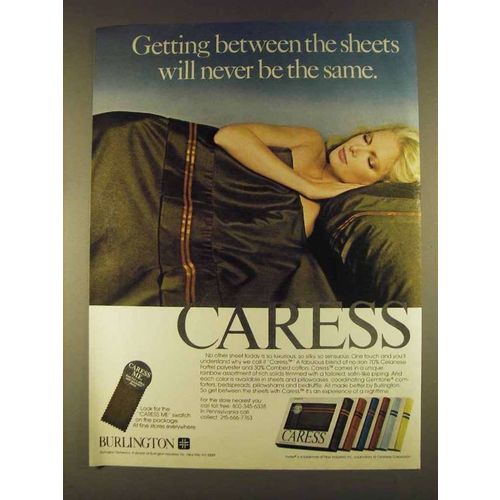 1980 Burlington Caress Sheets Ad - Between the Sheets