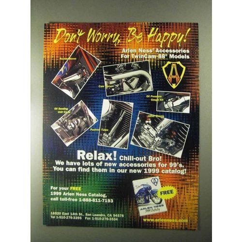 2000 Arlen Ness Motorcycle Products Ad - Be Happy!