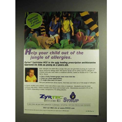 1999 Pfizer Zyrtec Syrup Ad - Help Child Out Allergies