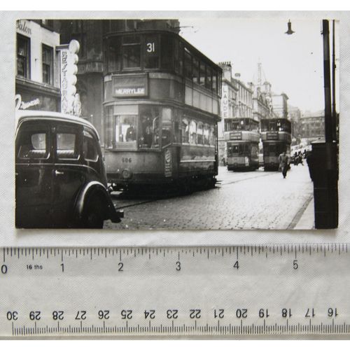Photo Glasgow Tram no.506 Street Scene in 1956