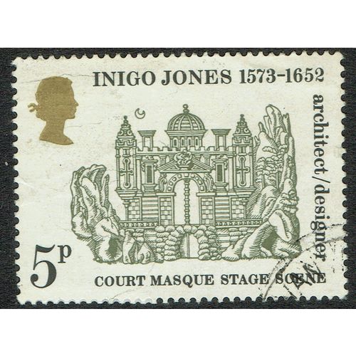 1973 400th Anniv Birth Inigo Jones 5p Grey Blue Black and Gold SG938 FU